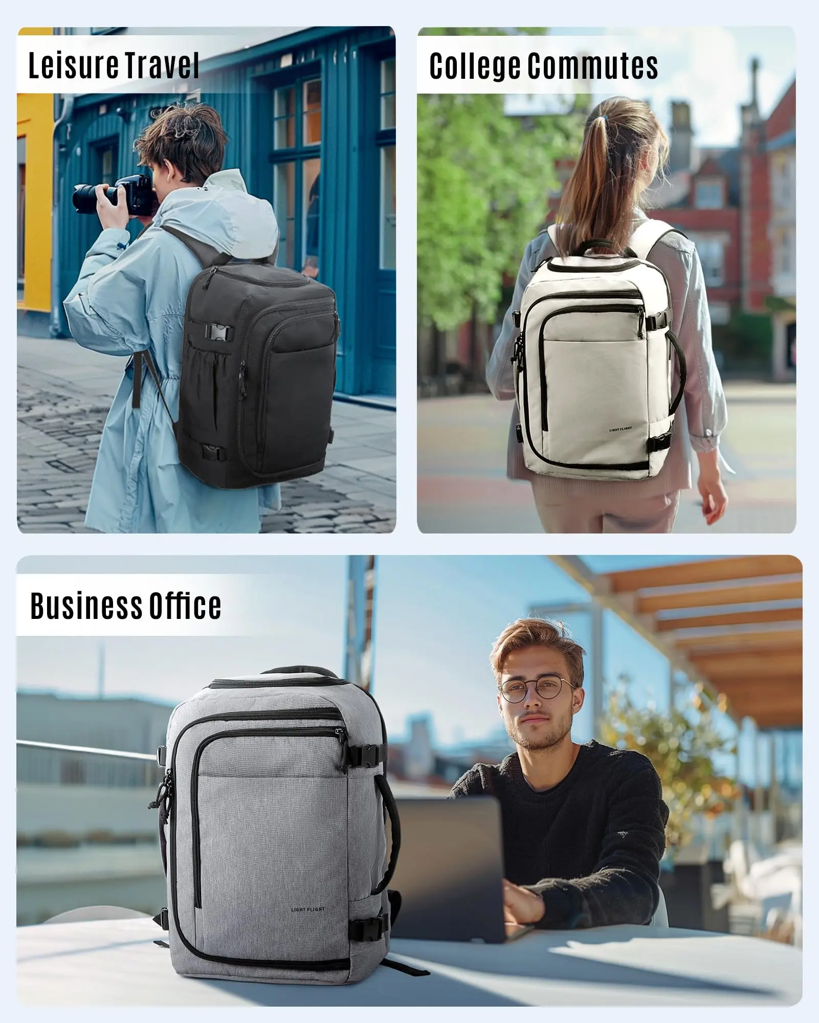 sac à dos de voyage léger pour hommes, grand sac à dos de cabine d'avion tsa, léger et étanche, pour ordinateur portable, style urbain