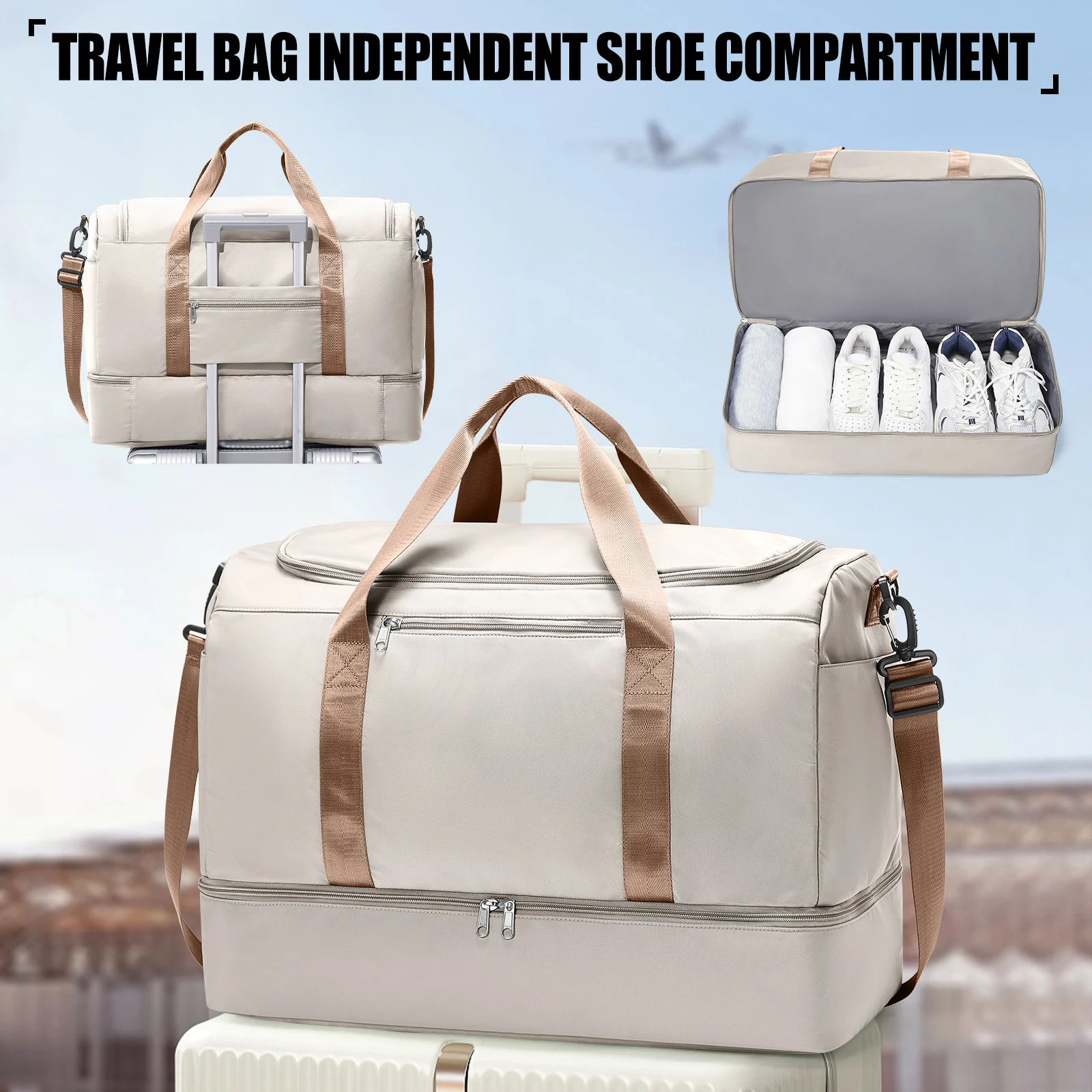 sacs de voyage pour bagages, sac à main, fourre-tout de grande capacité, bagage à main d'aéroport, voyage d'affaires et sac de vacances pour femmes/hommes