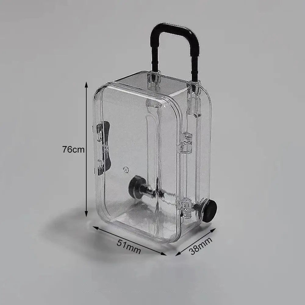mini boîte de rangement transparente en forme de valise, étui en plastique décoratif avec poignée, bijoux et bonbons miniatures pour la maison et le bureau, 7.5x5cm