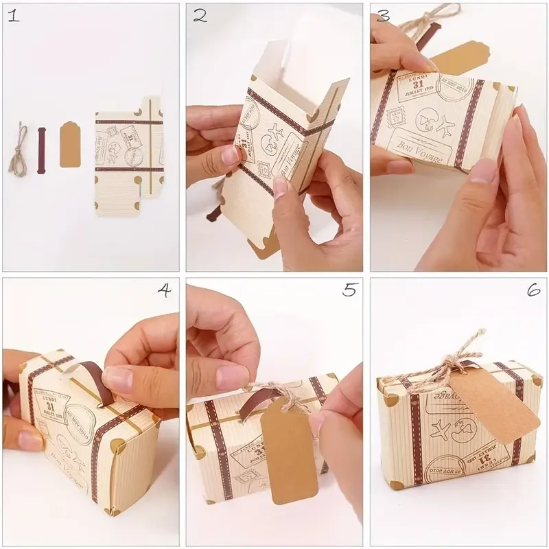 mini valise boîte à bonbons pour fête d'anniversaire, mariage, voyage, fête à thème, toutes sortes d'événements de vacances, livré avec étiquette et ficelle