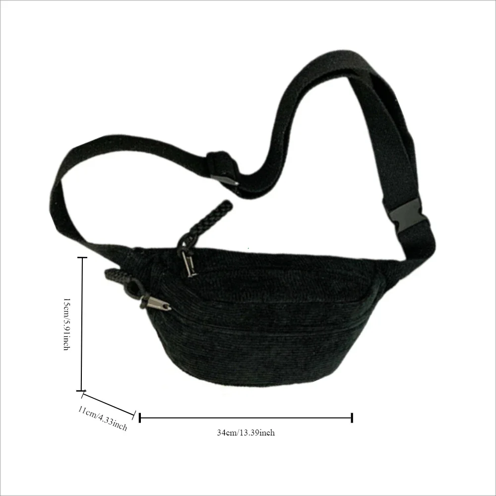 femmes taille pack grande capacité velours côtelé fanny pack style de rue sac de poitrine mode épaule sacs à bandoulière décontracté taille ceinture sac
