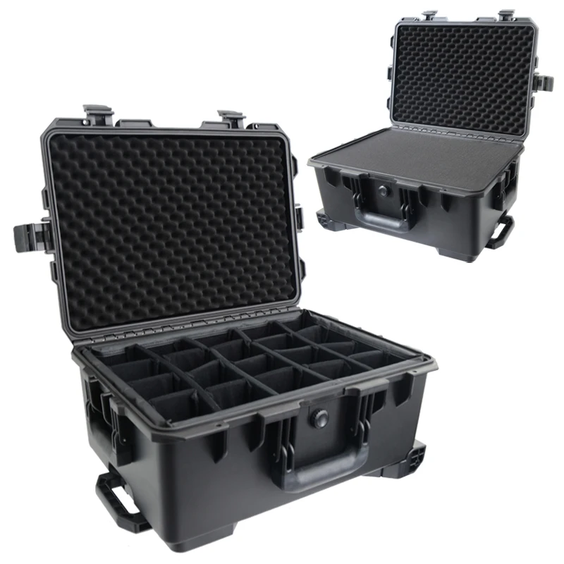 grand étui de protection avec roulettes, équipement photographique, boîte de sécurité, valise, sac pour appareil photo avec intervalle