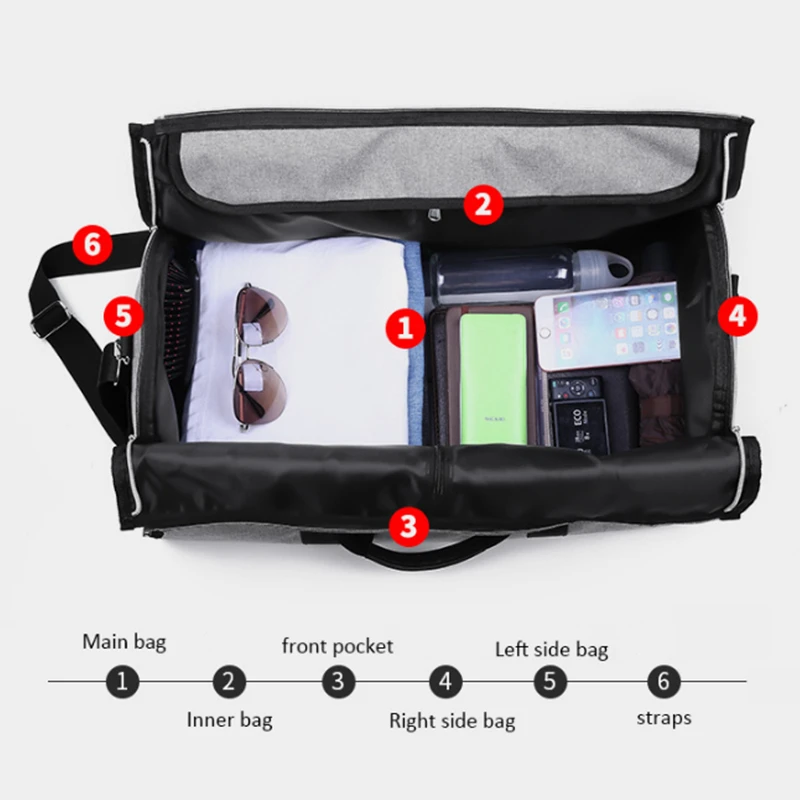 sac de rangement portable imbibé de luxe pour hommes, sac polochon de voyage professionnel, sac de vêtement pour hommes, sac à main de voyage initié, sac à bagages pour vêtements, 2 en 1