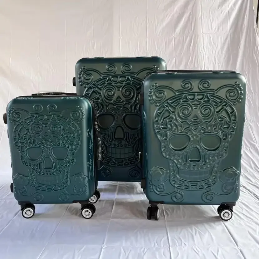 grand ensemble de valises crâne extensibles 3 pièces boîtier de chariot ensemble de bagages roulants trois pièces avec roues