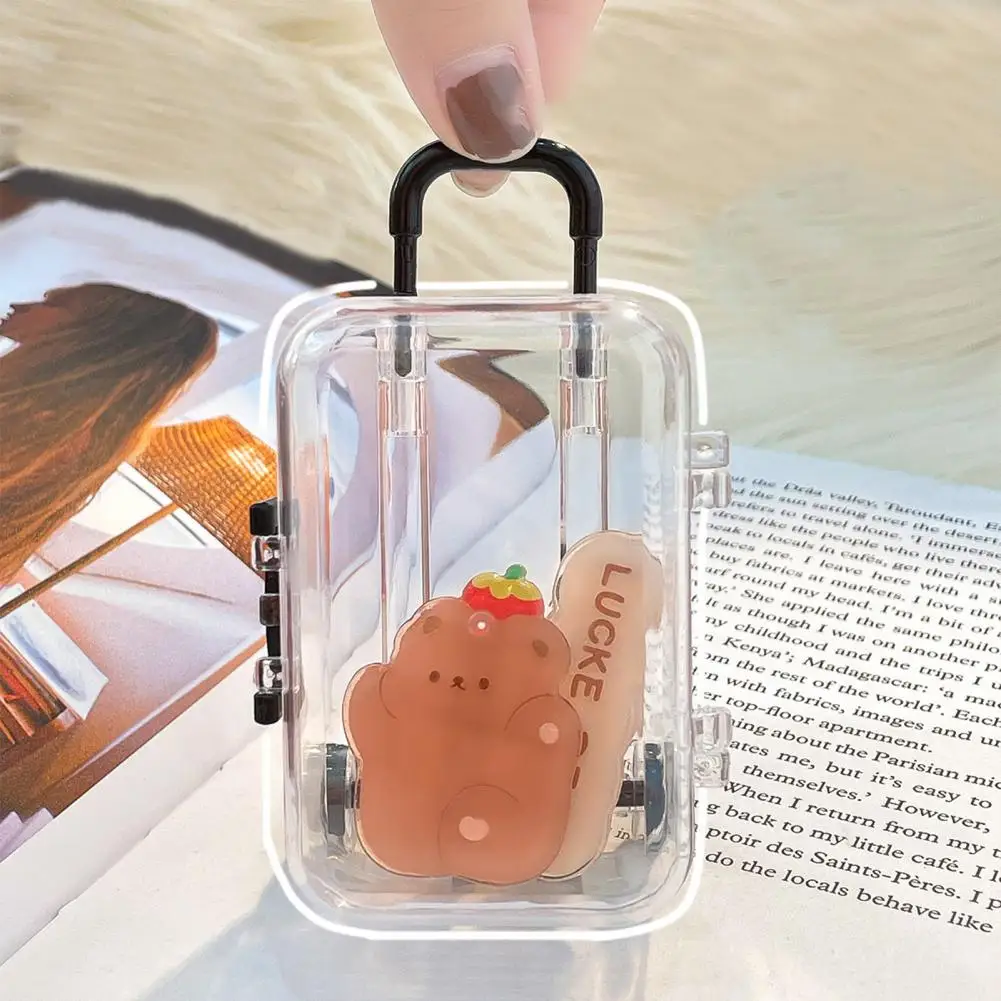 Boîte de rangement 7.5x5cm, Mini boîtier Transparent en forme de valise avec poignée, bijoux décoratifs en plastique, bonbons miniatures pour la maison et le bureau