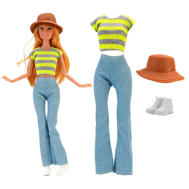 1 ensemble de mini valise pour poupées, étui de voyage, nouvelle tenue, usage quotidien, chemise, pantalon, accessoires de poupée, jouet pour enfants, cadeau