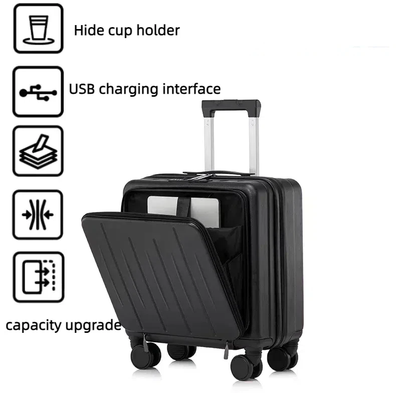 valise légère de 18 pouces, étui de voyage de grande capacité, valise à roulettes, petit compartiment à bagages