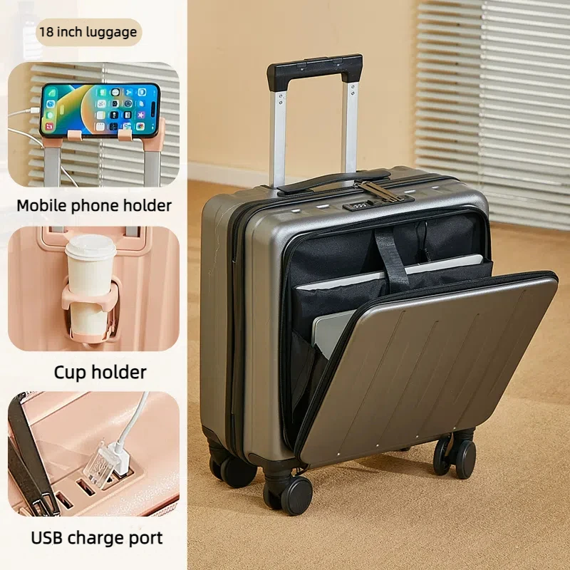 Valise légère de 18 pouces, étui de voyage de grande capacité, valise à roulettes, petit compartiment à bagages
