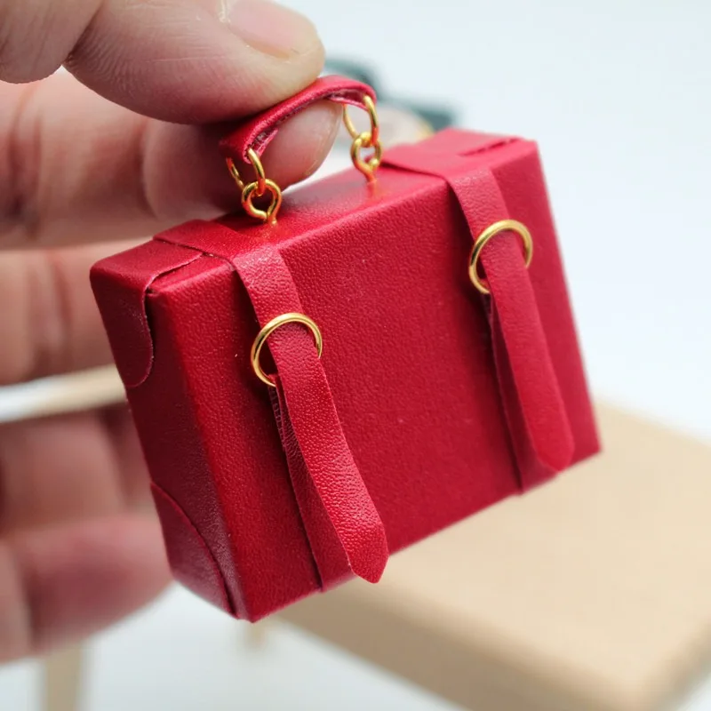 maison de poupée maison de poupée simulation valise en cuir porte documents mini modèle bricolage sac à main miniature scène décoration