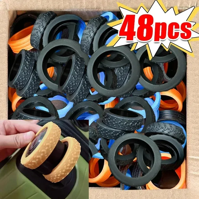 1 48pcs silicone suitcase wheel protection case wear resistant anti noise wheel covers for luggage suitcases office chair caster