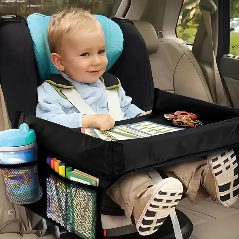 Plateau de voyage pliable et extensible pour siège de voiture, avec plusieurs poches de rangement, design léger et mural pour avion et voiture