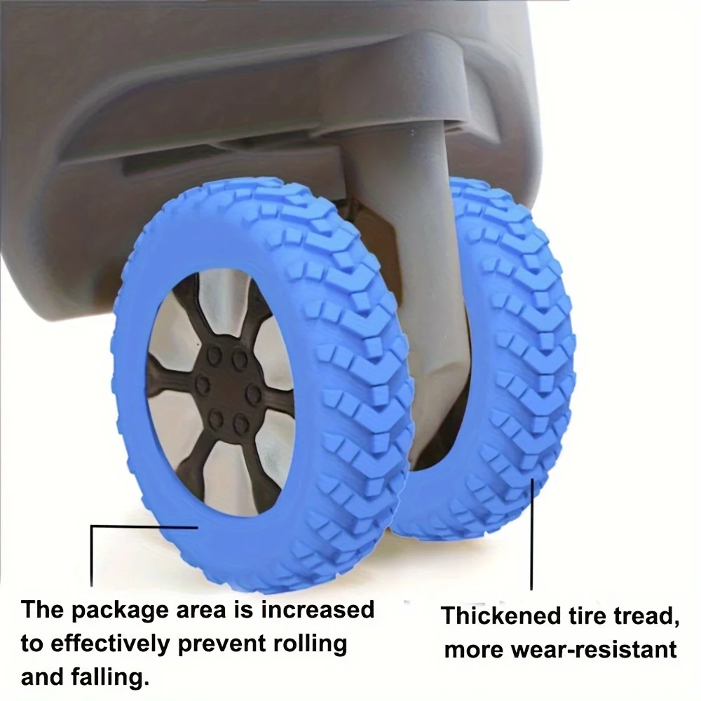 8 pièces/ensemble couvercle de protection de roues de valise, couvercle de rouleau de bagages en caoutchouc silencieux roulettes de boîte de chariot couverture roulette de bagages de voyage