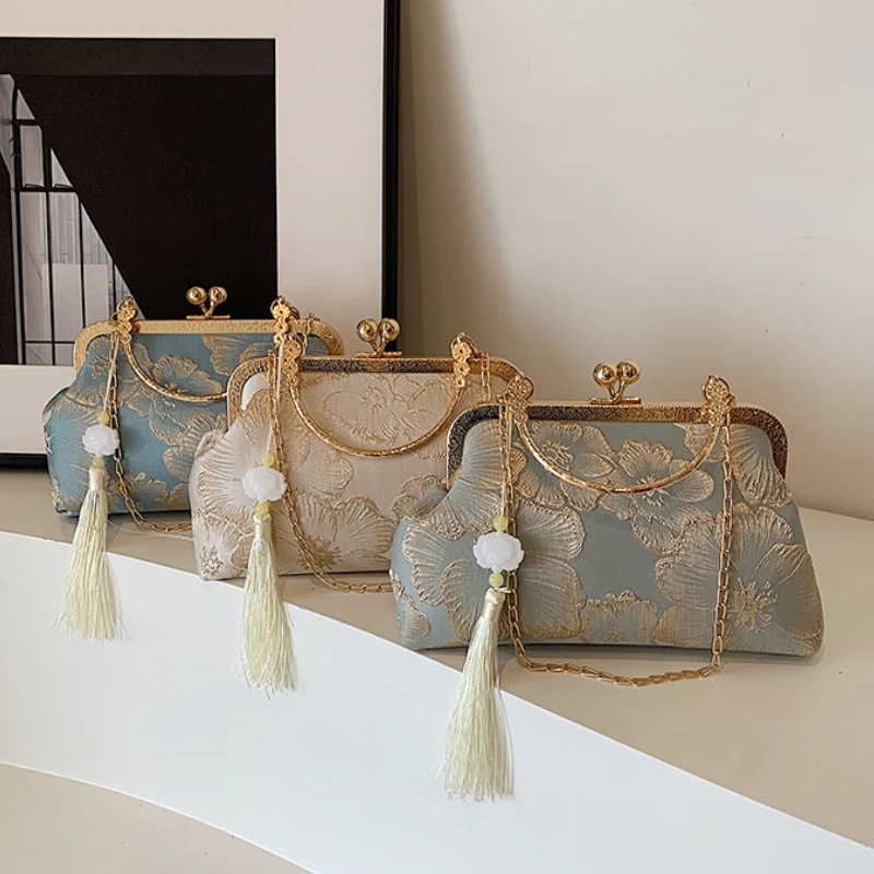 sac à bandoulière brodé de style chinois, sac à main élégant rétro, petit sac carré de luxe pour fête de mariage, pochette de soirée de styliste pour femmes