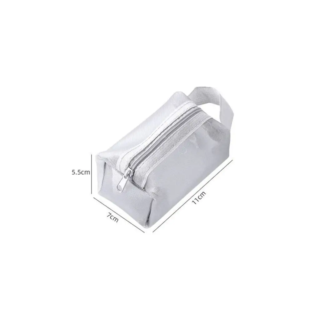 sacs à clés de grande capacité, sac à cosmétiques transparent, pochette de rangement carrée en maille, mini porte monnaie à fermeture éclair, mini sac de lavage, étui de papeterie