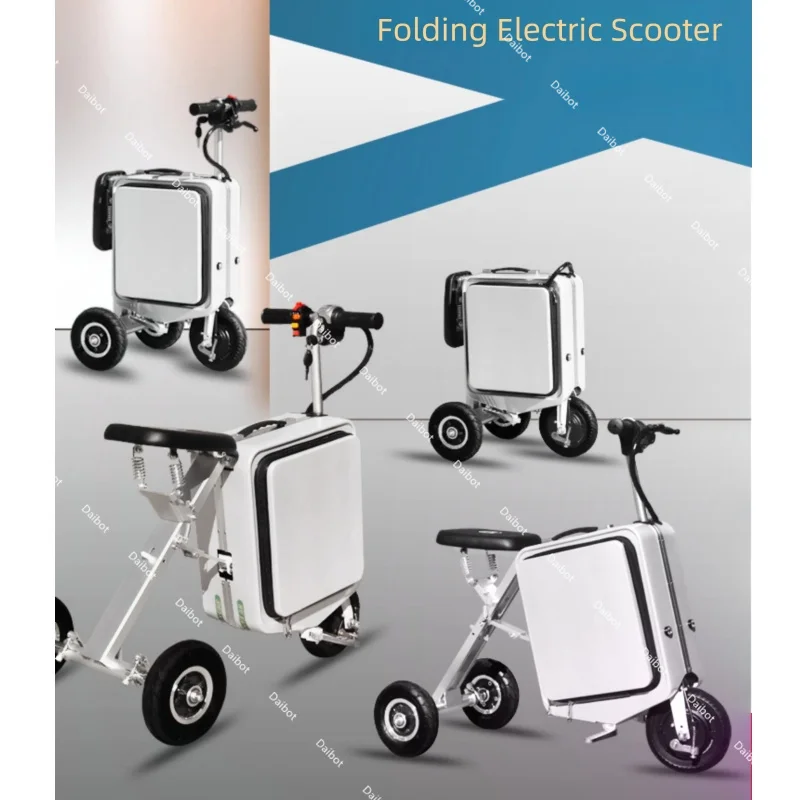 valise à bagages pliante pour scooter électrique à 3 roues, pour adultes, léger, scooter de mobilité parent enfant avec siège pour voyage