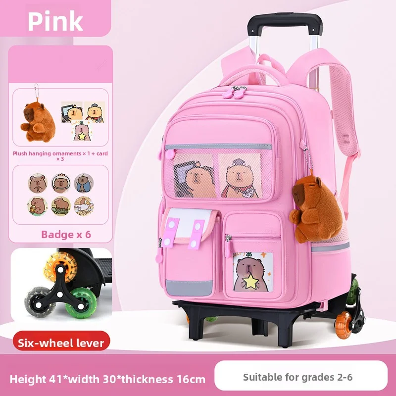 sac à dos d'école de dessin animé pour enfants, sacs à roulettes pour étudiants, sac à roulettes pour filles et garçons, cartable mignon à roulettes