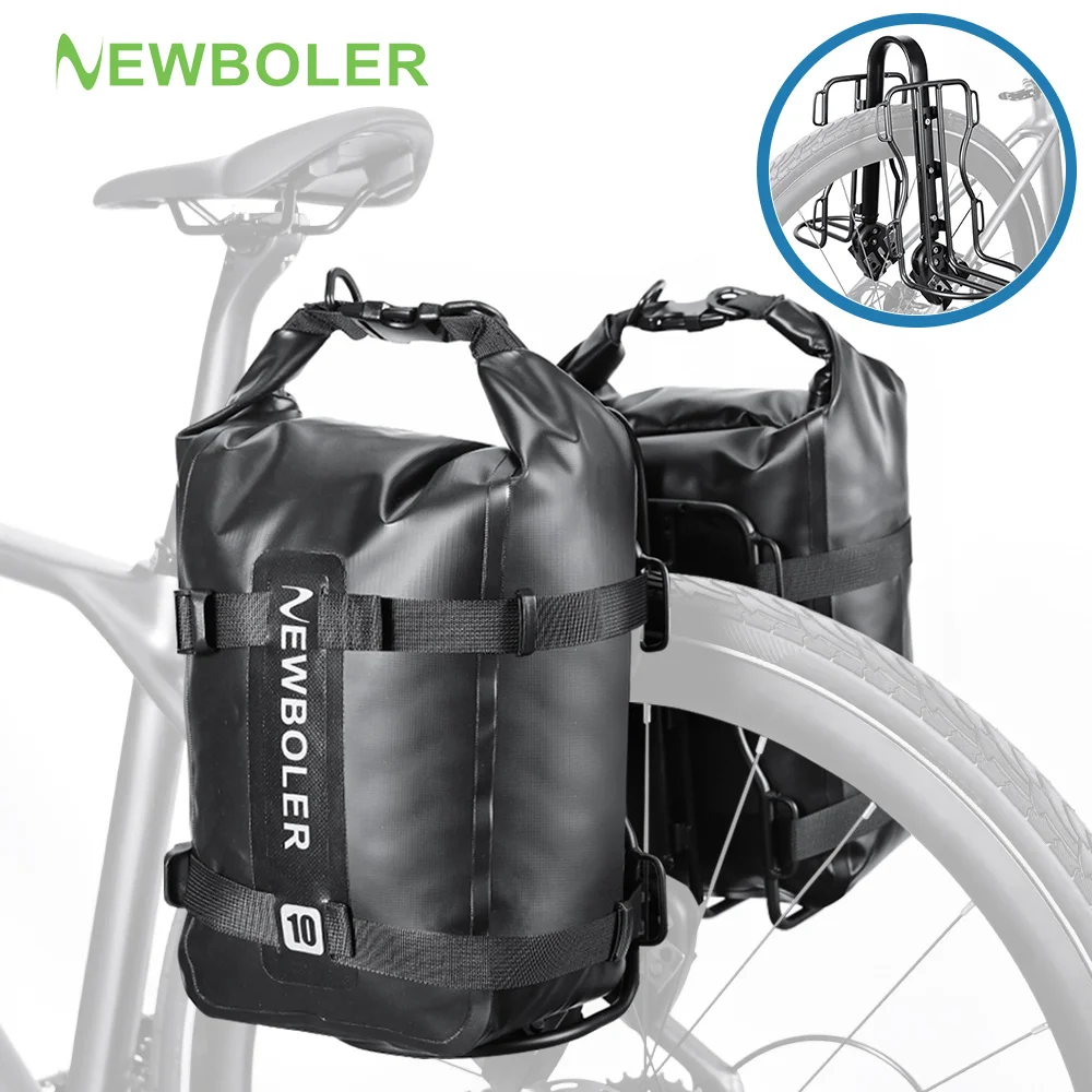 Porte-bagages de vélo en alliage d'aluminium, grande capacité de 10l, sac de voyage étanche pour siège arrière de vélo, emballage de vélo