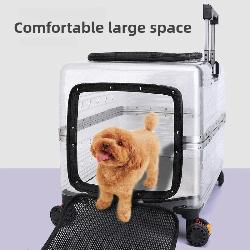 valise d'extérieur pour animaux de compagnie, étui de grande capacité, portable, entièrement transparent, mallette de transport pour chat, fournitures respirantes pour animaux de compagnie