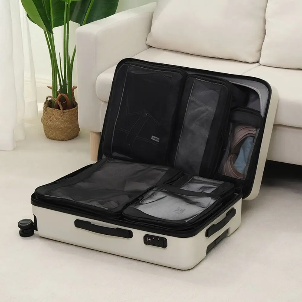 ensemble de sacs de rangement de voyage portables, 4/6 pièces, valise pliable à compression, pochette transparente, organisateur d'emballage polyvalent