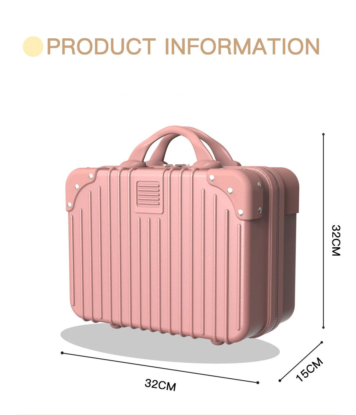 trousse de maquillage de grande capacité pour femme, valise à fermeture éclair, petite valise d'embarquement portable et légère, boîte de rangement, 16 po