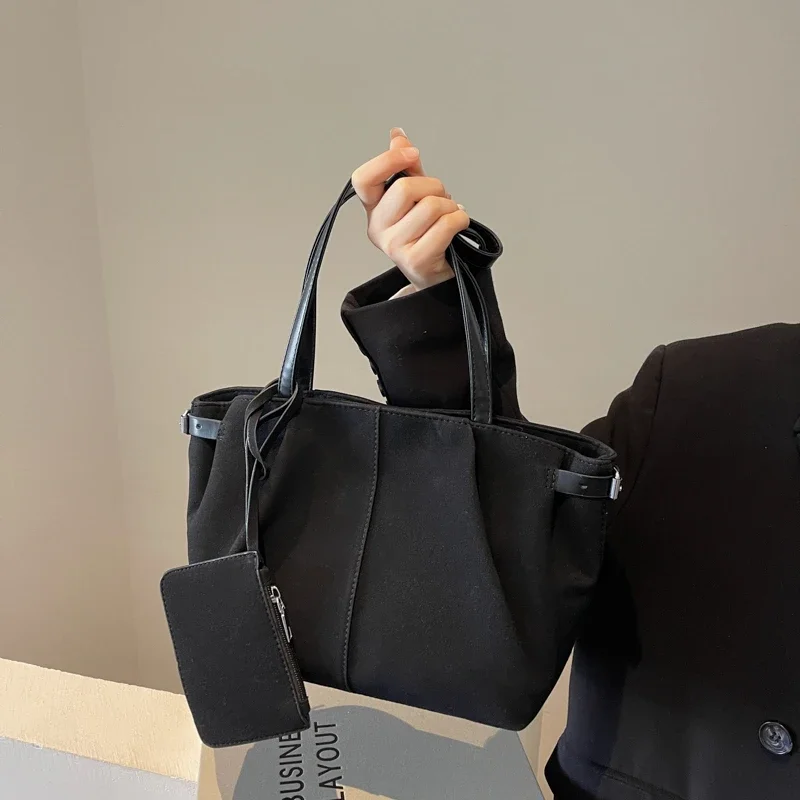 grand sac fourre tout en daim pour femme, léger, sous les bras, sac à main décontracté, solide, document, voyage, initié, e27