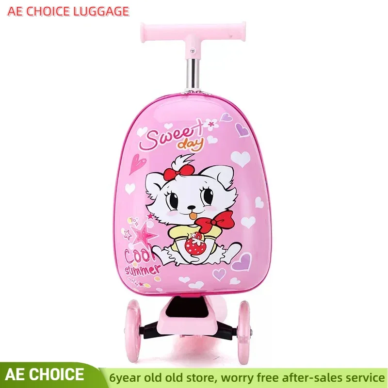 valise trottinette pour enfants avec dessin animé mignon valise sur roues sac chariot paresseux enfants cabine