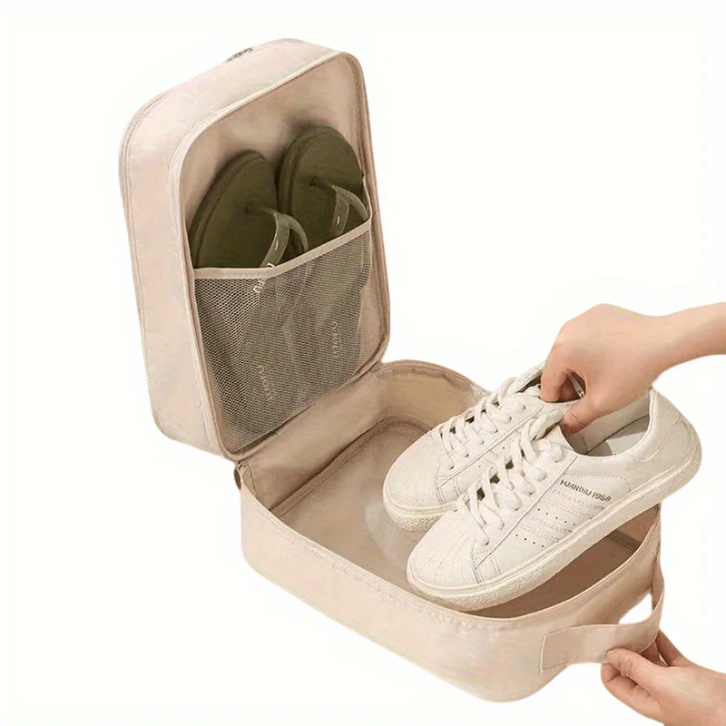 valises à 3 couches, fourre tout, sac de rangement de chaussures de voyage portable avec fermeture à glissière, sac organisateur de chaussures multifonction