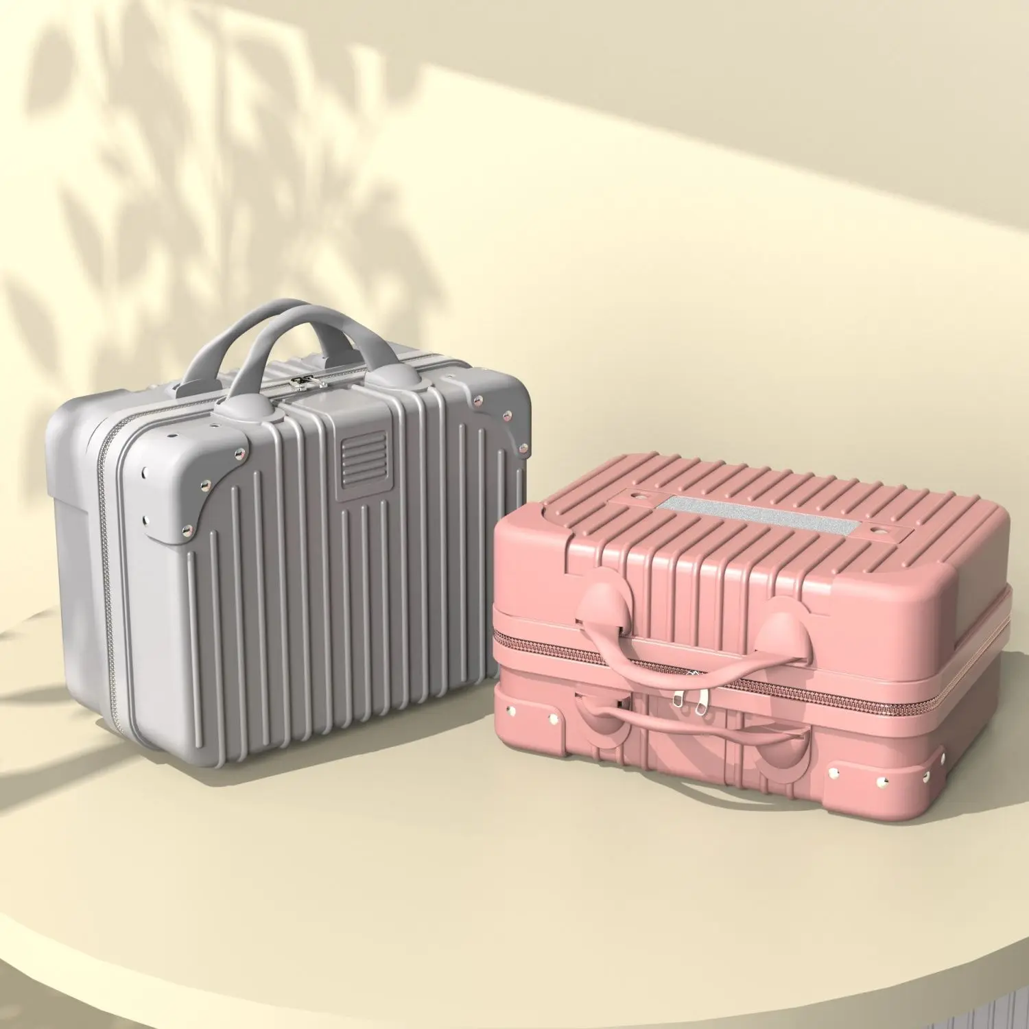 trousse de maquillage de grande capacité pour femme, valise à fermeture éclair, petite valise d'embarquement portable et légère, boîte de rangement, 16 po