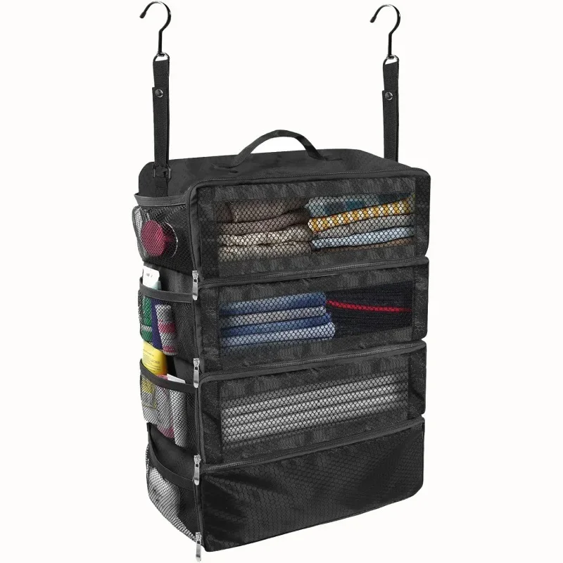 organisateur de valise, organisateur de bagages de voyage de grande capacité, étagère suspendue, emballage cube placard, sacs de rangement pliables suspendus