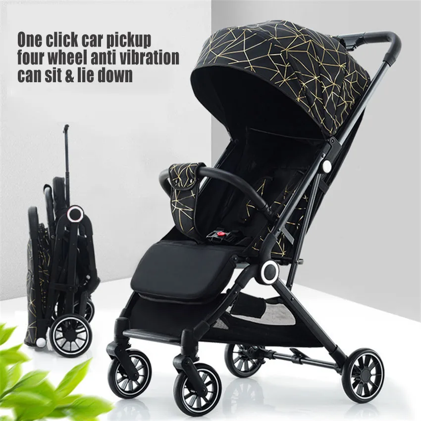 poussette pour bébé en bas âge, poussette portable légère à 4 roues avec poussette pliable absorbant les chocs pour l'extérieur