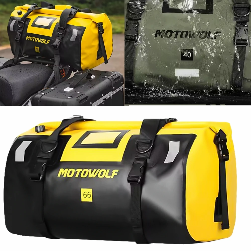 Sac arrière étanche pour moto, sac de voyage en plein air pour bagages secs, sac en rouleau 20 /40/66, sac à dos pour bagages de moto, sac de siège de moto