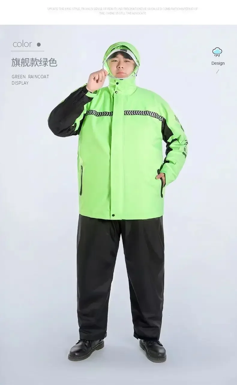 Combinaison de pluie pour moto 6XL, ensemble manteau et pantalon imperméables grande taille, équipement d'équitation robuste pour hommes par temps extrême