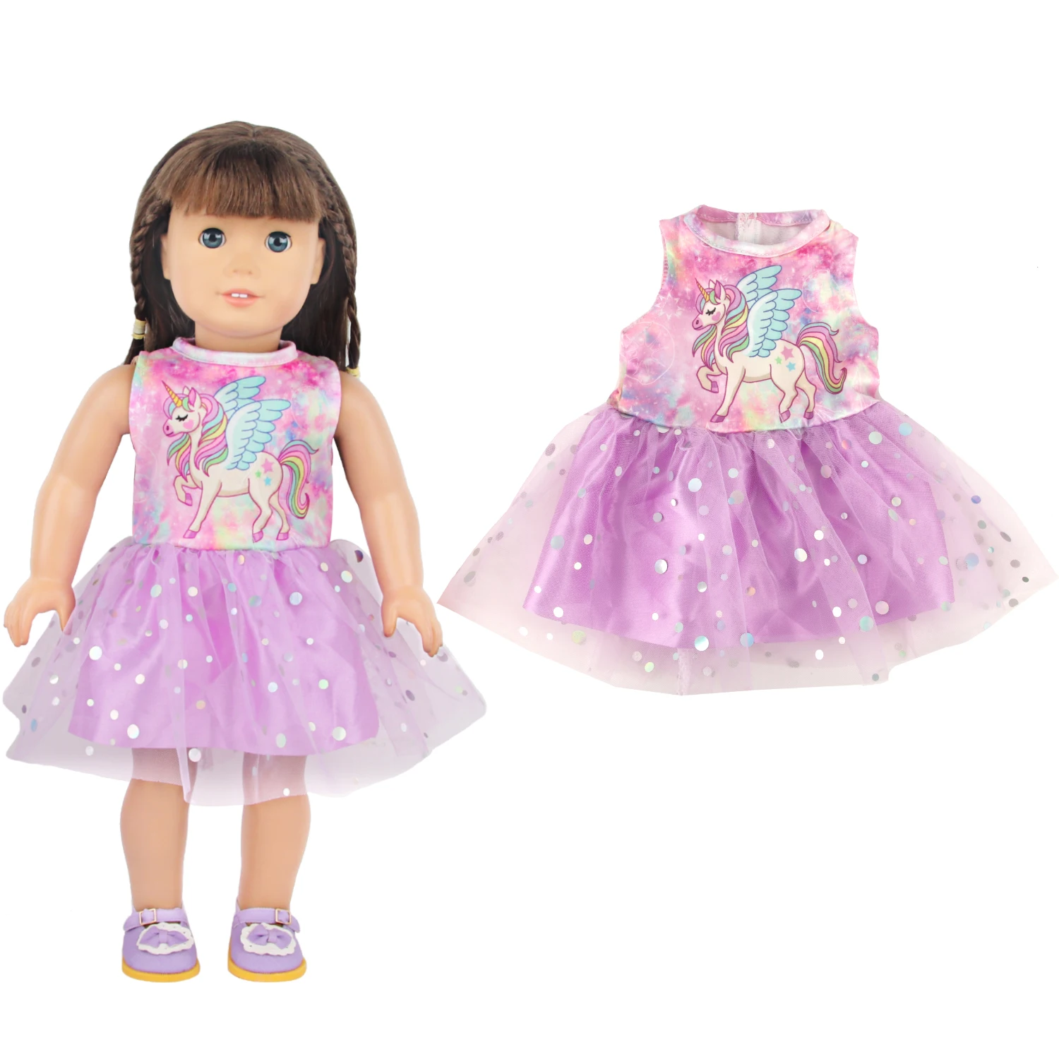 vêtements et accessoires beurre pour bébé fille, purple american, valise, bagages, chaussures, robe, cintres, chaussettes trempées, 18 po, 43cm