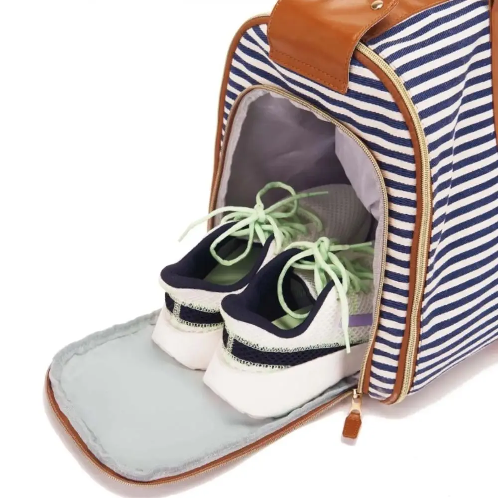 sac de voyage rayé 4 en 1, grande capacité, extensible, pliable, pour costume, convertible, matériau pu, sac de voyage