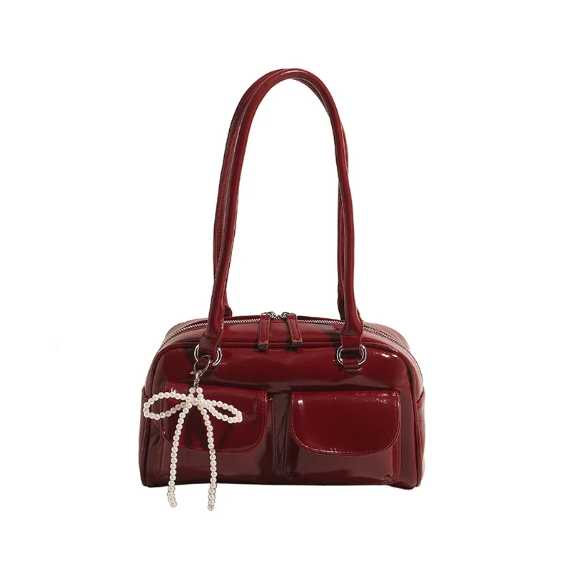 sac rouge vin pour femmes, nouveau design de niche tendance 2025, sac à aisselles à une épaule, fourre tout à main pour le travail et les déplacements, fourre tout paquete
