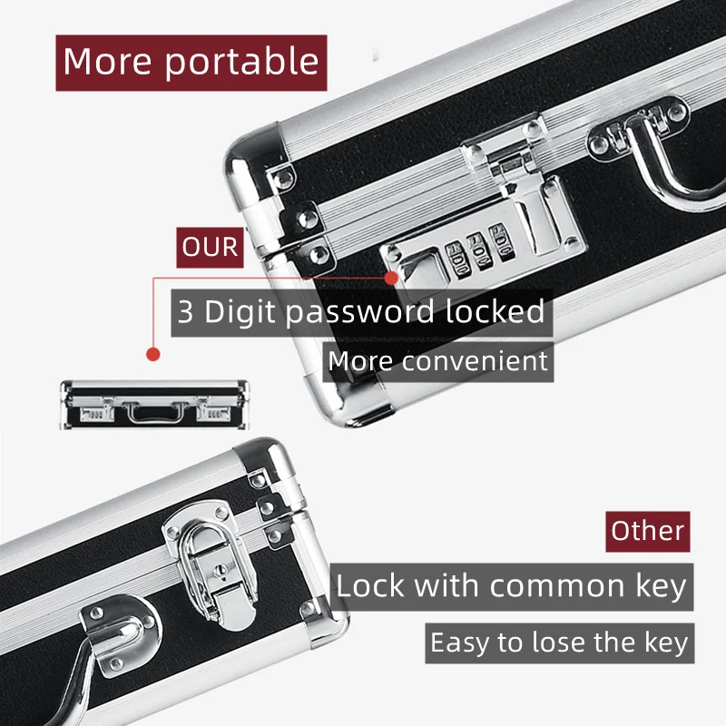 boîte à outils en aluminium, valise portable avec mot de passe, équipement, étui rigide, boîte à outils de protection de sécurité pour instruments, organisateur