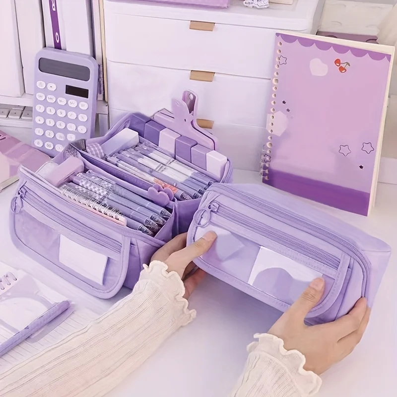 trousse à crayons de grande capacité – boîte de rangement de table durable et polyvalente pour garçons et filles, boîte de papeterie d'étude et de travail portable
