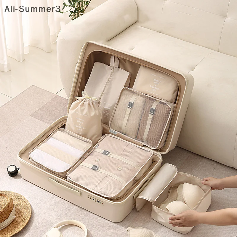 organisateur de voyage de grande taille, 7 pièces, valise portable, vêtements, chaussures, sac de maquillage, organisateur de bagages, sac de rangement de voyage