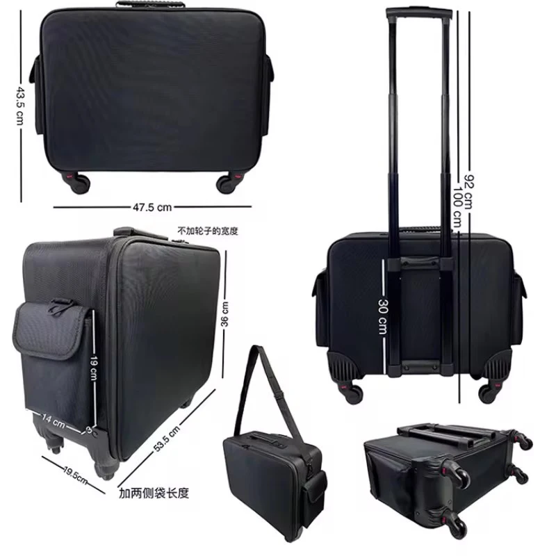 valise de voyage brodée multicouche de grande taille, valise de maquillage, valise cosmétique, valise à roulettes de rangement, beauté, manucure, sac à main