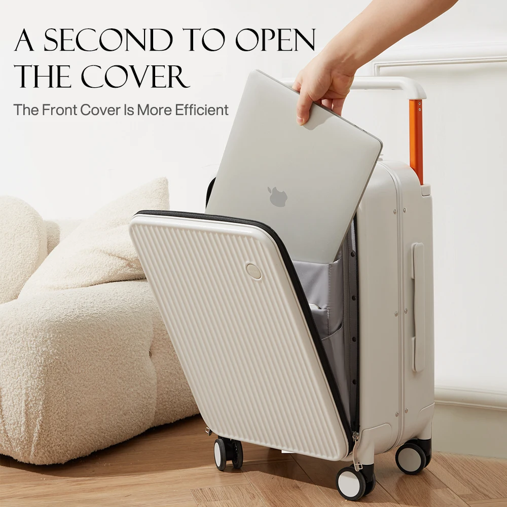 mixi – valise de voyage à large poignée pour ordinateur portable, bagage à main de 20 pouces pour femmes, cadre en aluminium, valise à roulettes 24 pouces