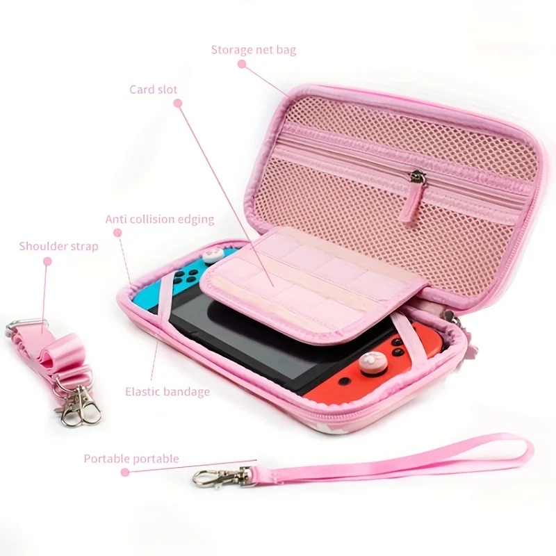 valise mignonne portable, sac de rangement de protection rigide étanche pour switch/oledconsole et accessoires de jeu