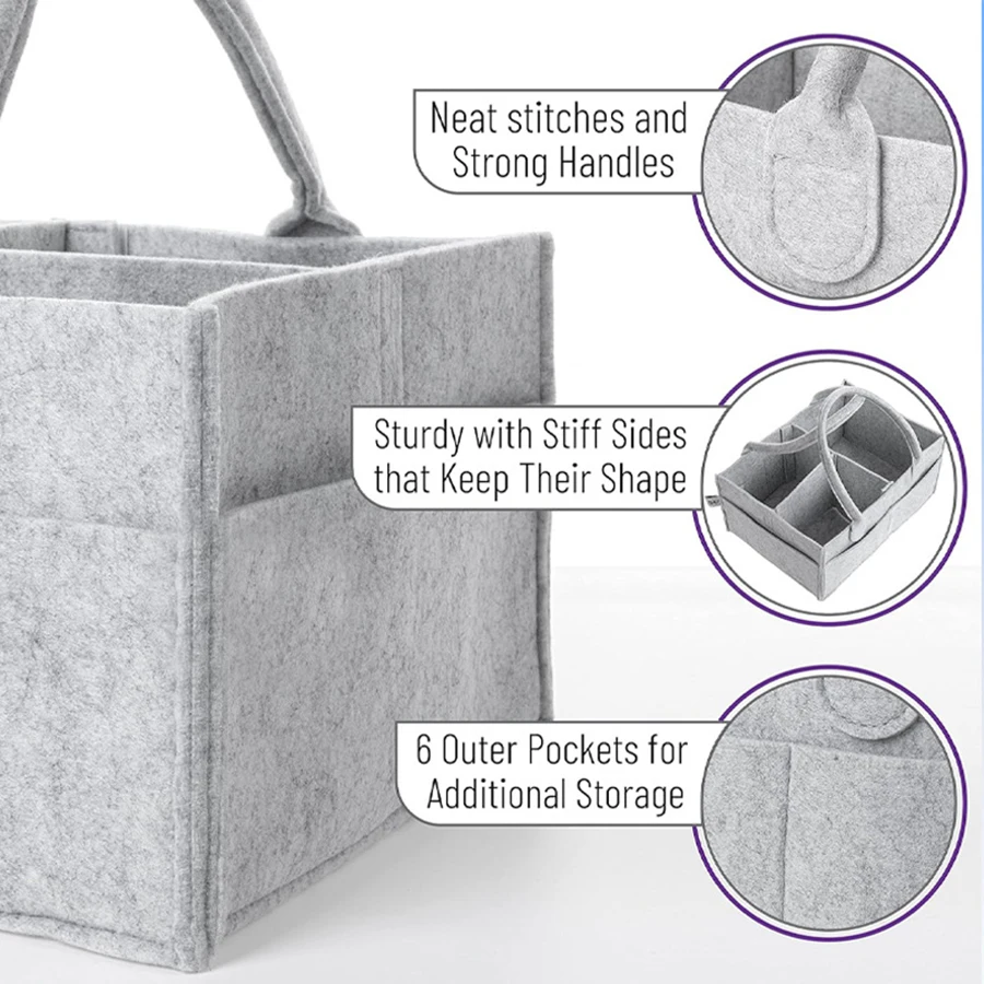 sac de rangement de couches en feutre pour enfants, divers jouets pour bébés, sac à couches en feutre de grande capacité