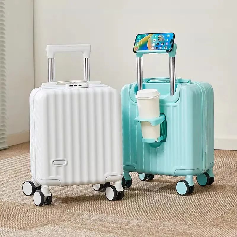 petit bagage de 14 pouces peut sortir sur l'avion sans vérifier, avec verrouillage par mot de passe, valise en cuir, boîtier de chariot de voyage