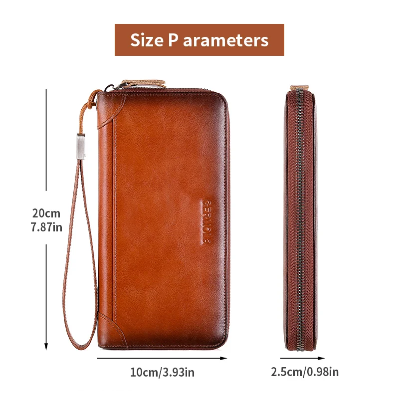 portefeuille en cuir pour hommes, long, nouveau sac à main en cuir de vache souple, léger, luxe, simple, grande capacité, brosse antivol, dégradé de couleur yel