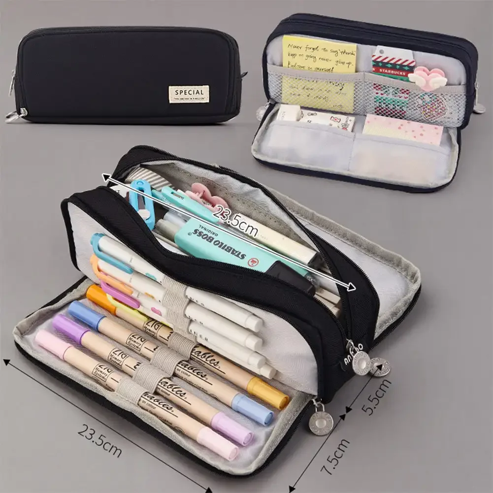 trousse à crayons de grande capacité, étuis à crayons mignons kawaii, trousse à stylos pour étudiants, grande boîte de fournitures scolaires, sacs à crayons staacquering, poudres à crayons