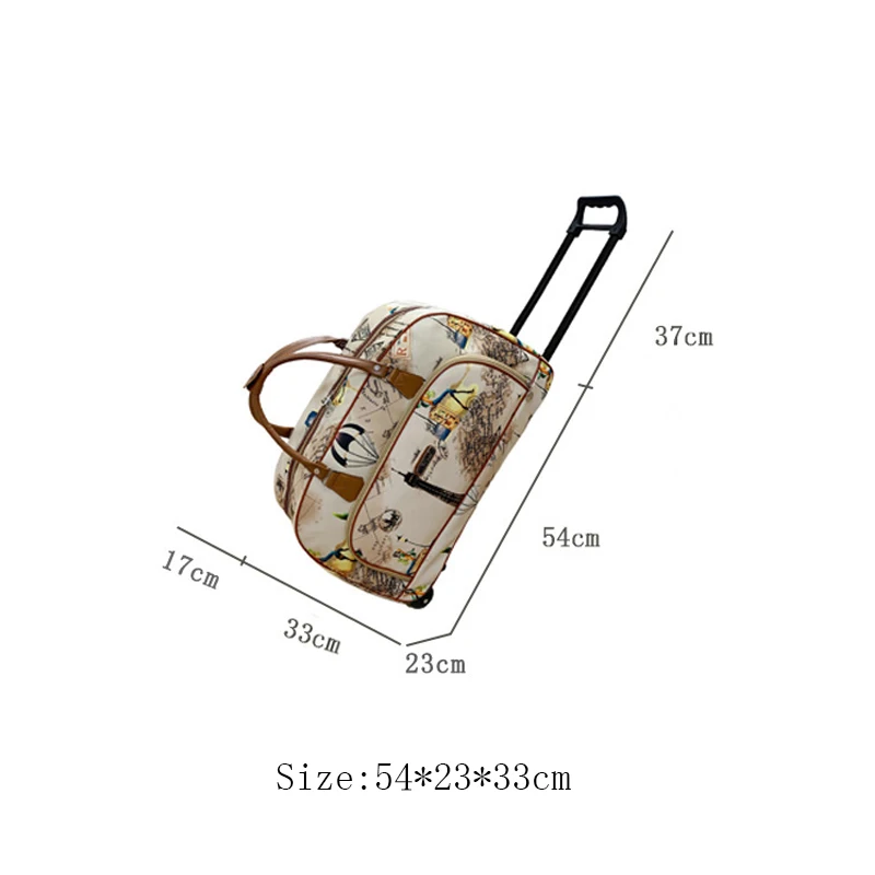 sac de chariot à bagages roulant, valise de voyage à roulettes de grande capacité, tissu oxford résistant à l'eau, poignée télescopique légère