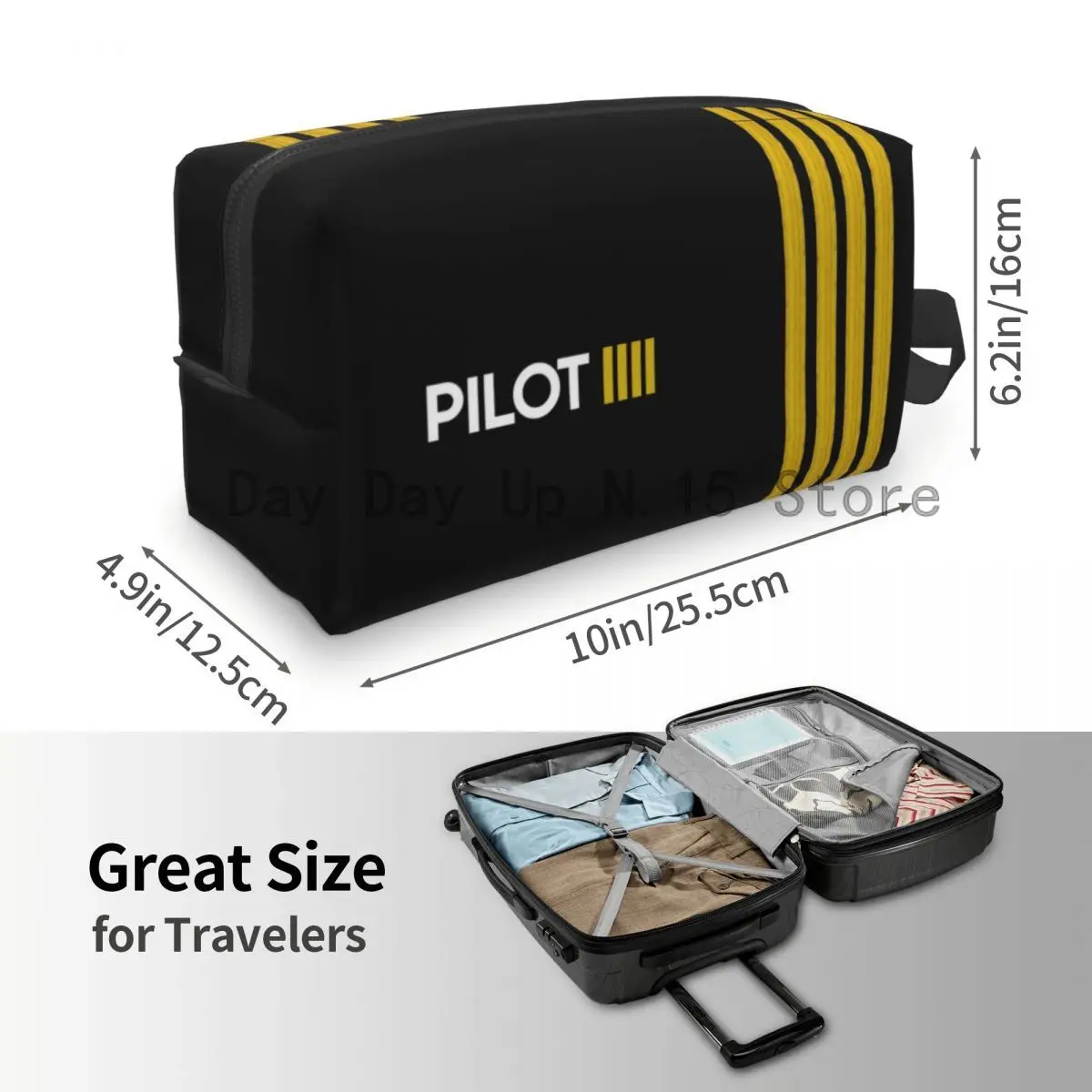 trousse à cosmétiques de grande capacité, trousse de maquillage, rangement de beauté, trousses de toilette, pilote, capitaine strihear, avion d'aviation, happator, mode