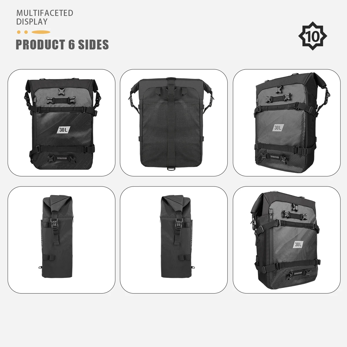 pack de bagages pour moto, sac de siège arrière multifonction étanche pour motocross 10l 20l 30l, sac à dos d'équitation en plein air