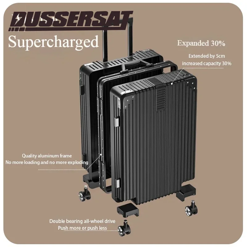 chariot à bagages en alliage d'aluminium et de magnésium 100 % 20 28 pouces avec porte gobelet | valise de voyage légère