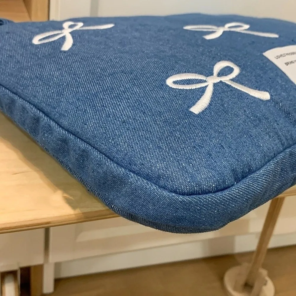 sac d'ordinateur de mode moderne 14 pouces, pochette d'ordinateur brodée avec nœud papillon, étui de transport souple antichoc pour tablette, lieu de travail